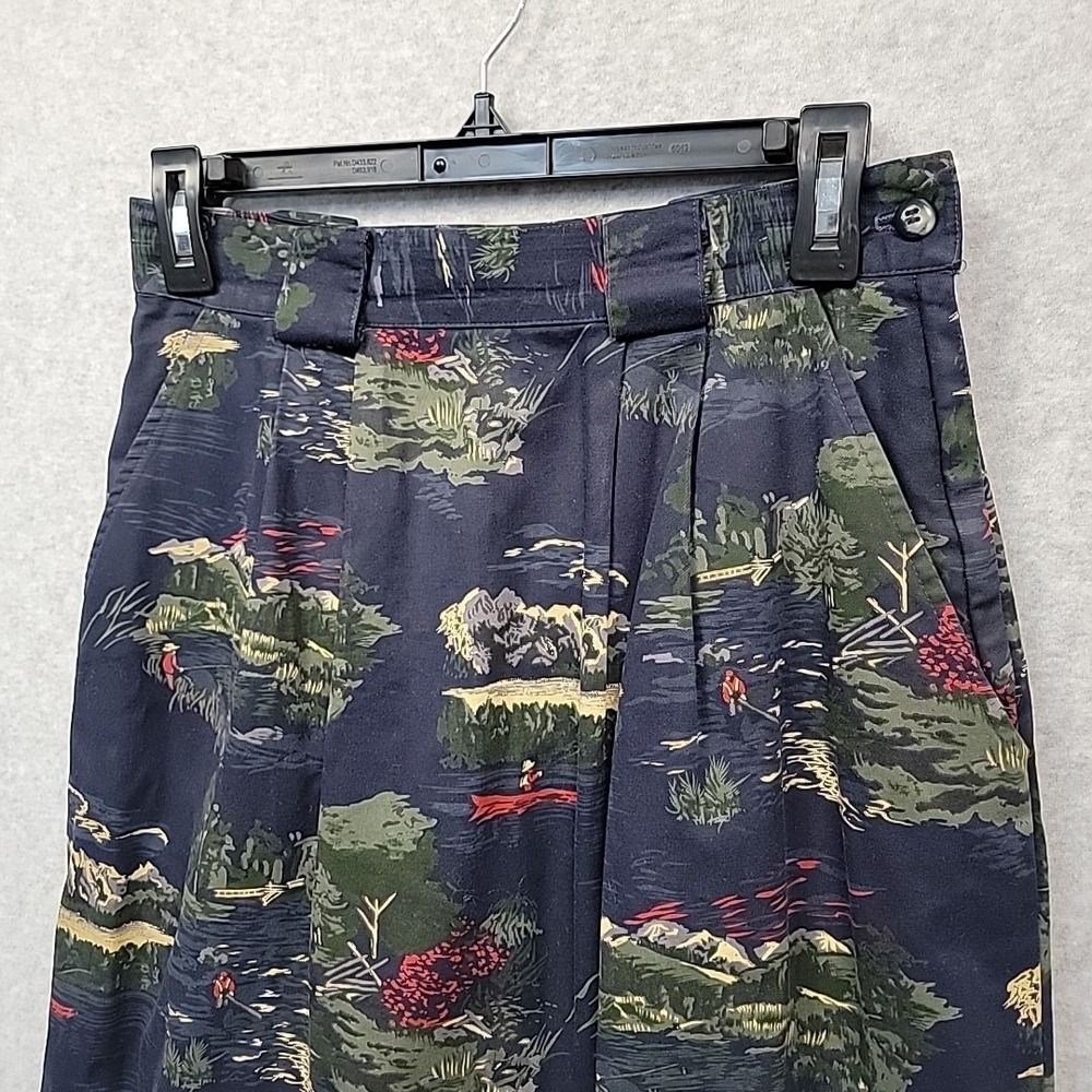 VTG 90s BUSHWACKER USA Maxi Skirt Navy Fishing Mountains Cottagecore‎ Waist 24"